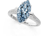 White gold Fancy Blue Marquise  Solitaire Diamond Ring with Channel Set Band and Bezel Prong Setting_69