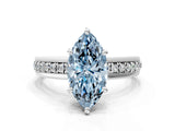 White gold Fancy Blue Marquise  Solitaire Diamond Ring with Channel Set Band and Six-Prong Setting_45