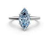 White gold Fancy Blue Marquise  Solitaire Diamond Ring with Four-Prong Setting and Classic Band_3