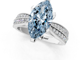 White gold Fancy Blue Marquise  Solitaire Diamond Ring with Milgrain Pavé Band and Four-Prong Setting_20