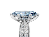 White gold Fancy Blue Marquise  Solitaire Diamond Ring with Milgrain Pavé Band and Four-Prong Setting_25