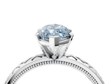 White gold Fancy Blue Marquise  Solitaire Diamond Ring with Milgrain and Black Enamel X Pattern Band_104