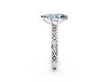 White gold Fancy Blue Marquise  Solitaire Diamond Ring with Milgrain and Black Enamel X Pattern Band_83