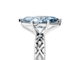 White gold Fancy Blue Marquise  Solitaire Diamond Ring with Milgrain and Black Enamel X Pattern Band_86