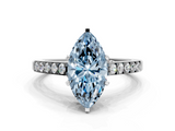 White gold Fancy Blue Marquise  Solitaire Diamond Ring with Pavé Band and Four-Prong Setting_83