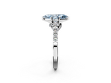White gold Fancy Blue Marquise  Solitaire Diamond Ring with Pavé Band and Four-Prong Setting_87