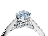 White gold Fancy Blue Marquise  Solitaire Diamond Ring with Pavé Band and Four-Prong Setting_87