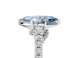 White gold Fancy Blue Marquise  Solitaire Diamond Ring with Pavé Band and Four-Prong Setting_90