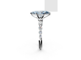 White gold Fancy Blue Marquise  Solitaire Diamond Ring with Pave Band and Four-Prong Setting_268
