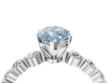 White gold Fancy Blue Marquise  Solitaire Diamond Ring with Pave Band and Four-Prong Setting_270