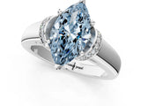 White gold Fancy Blue Marquise  Solitaire Diamond Ring with Pave Band and Six-Prong Setting_51
