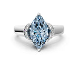 White gold Fancy Blue Marquise  Solitaire Diamond Ring with Pave Band and Six-Prong Setting_56
