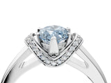 White gold Fancy Blue Marquise  Solitaire Diamond Ring with Pave Band and Six-Prong Setting_60