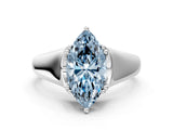 White gold Fancy Blue Marquise  Solitaire Diamond Ring with Six-Prong Cathedral Setting_32