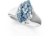 White gold Fancy Blue Marquise  Solitaire Diamond Ring with Six-Prong Cathedral Setting_33