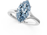 White gold Fancy Blue Marquise  Solitaire Diamond Ring with Six-Prong Setting and Tapered Band_17