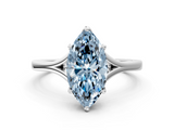 White gold Fancy Blue Marquise  Solitaire Diamond Ring with Six-Prong Setting and Tapered Band_17