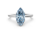 White gold Fancy Blue Marquise  Solitaire Diamond Ring with Six-Prong Setting on a Classic Band_3