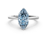 White gold Fancy Blue Marquise  Solitaire Diamond Ring with Split Shank and Four-Prong Setting_20