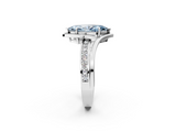 14K White Gold 1.03 Carat Blue VS1 Marquise Diamond Solitaire Ring with Split Shank and Prong Setting