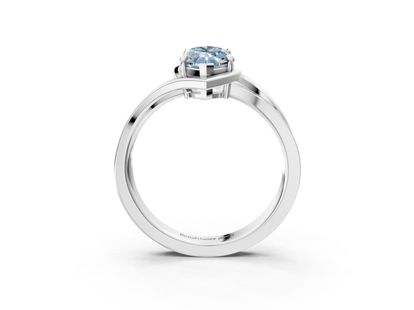 14K White Gold 1.03 Carat Blue VS1 Marquise Diamond Solitaire Ring with Split Shank and Prong Setting