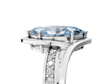 14K White Gold 1.03 Carat Blue VS1 Marquise Diamond Solitaire Ring with Split Shank and Prong Setting