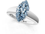White gold Fancy Blue Marquise  Solitaire Diamond Ring with Tapered Band and Four-Prong Setting_50