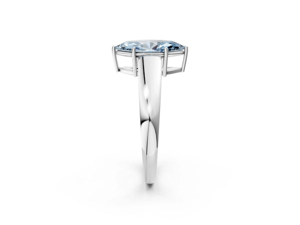 White gold Fancy Blue Marquise  Solitaire Diamond Ring with Tapered Band and Four-Prong Setting