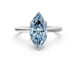 White gold Fancy Blue Marquise  Solitaire Diamond Ring with Thin Band and Four-Prong Setting_3