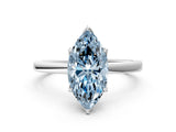 White gold Fancy Blue Marquise  Solitaire Diamond Ring with Thin Band and Four-Prong Setting_72