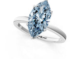 White gold Fancy Blue Marquise  Solitaire Diamond Ring with Thin Band and Four-Prong Setting_73
