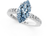 White gold Fancy Blue Marquise  Solitaire Diamond with Pavé Band and Four-Prong Setting_77