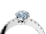 White gold Fancy Blue Marquise  Solitaire Diamond with Pavé Band and Four-Prong Setting_80