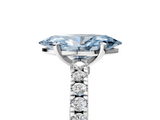 White gold Fancy Blue Marquise  Solitaire Diamond with Pavé Band and Four-Prong Setting_81