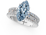 10K White Gold 2.65 Carat Blue VVS2 Marquise Diamond Solitaire Ring with Pavé and Channel Set Band