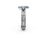 10K White Gold 2.65 Carat Blue VVS2 Marquise Diamond Solitaire Ring with Pavé and Channel Set Band