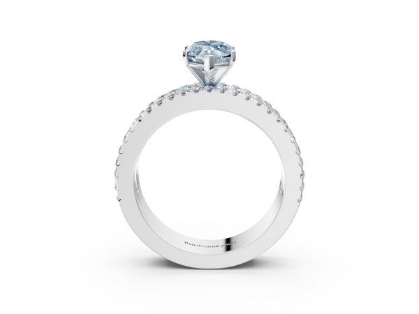 10K White Gold 2.65 Carat Blue VVS2 Marquise Diamond Solitaire Ring with Pavé and Channel Set Band