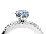 10K White Gold 2.65 Carat Blue VVS2 Marquise Diamond Solitaire Ring with Pavé and Channel Set Band