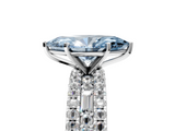 10K White Gold 2.65 Carat Blue VVS2 Marquise Diamond Solitaire Ring with Pavé and Channel Set Band