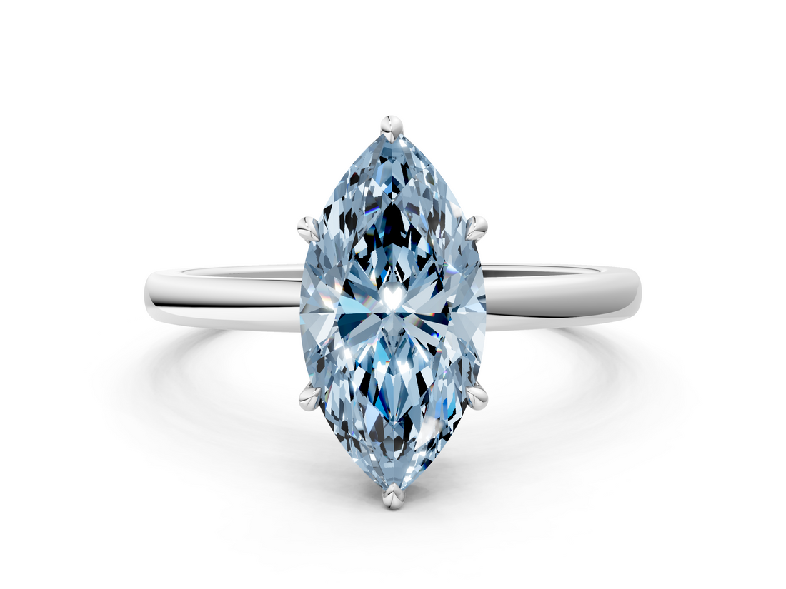 White gold Fancy Blue Marquise  Solitaire Engagement Ring with Cathedral Band and Four-Prong Setting_38