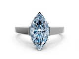 White gold Fancy Blue Marquise  Solitaire Engagement Ring with Four-Prong Setting and Tapered Band_3