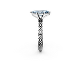 White gold Fancy Blue Marquise  Solitaire Engagement Ring with Scrollwork Band and Four-Prong Setting_132