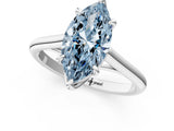 White gold Fancy Blue Marquise  Solitaire Engagement Ring with Six-Prong Setting and Classic Band 2