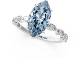 White gold Fancy Blue Marquise  Solitaire Marquise Side Stone Prong Setting Ring_45