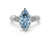 White gold Fancy Blue Marquise  Solitaire Milgrain Diamond Engagement Ring with Bezel and Marquise Band_143