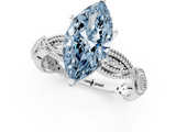 White gold Fancy Blue Marquise  Solitaire Milgrain Diamond Engagement Ring with Bezel and Marquise Band_144