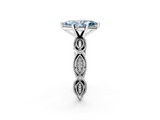White gold Fancy Blue Marquise  Solitaire Milgrain Diamond Engagement Ring with Bezel and Marquise Band_145