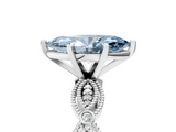 White gold Fancy Blue Marquise  Solitaire Milgrain Diamond Engagement Ring with Bezel and Marquise Band_148