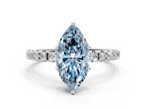 White gold Fancy Blue Marquise  Solitaire Pavé Band with Four-Prong Setting_209