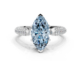 White gold Fancy Blue Marquise  Solitaire Pavé Diamond Engagement Ring with Four-Prong Setting_167